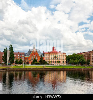 Immagine di riverside edifici di Halmstad, Svezia. Foto Stock