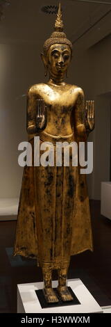 Bronzo Budda tailandese XVII - XVIII Secolo, Thailandia Foto Stock