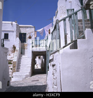 GR " isola Cicladi Folegandros, Chora, lane, case residenziali, il Mare Egeo Foto Stock