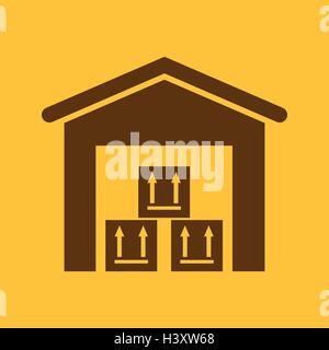 L'icona magazzino. Magazzino e logistica simbolo. Appartamento Illustrazione Vettoriale