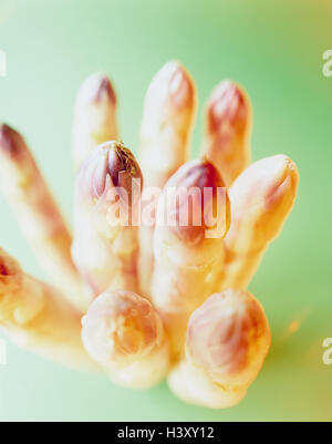 Asparagi, still life, asparagi servita intera, bianco, ortaggi e verdure asparagi, Lily piante, punte di asparagi, sani, dettaglio Foto Stock