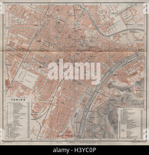 TORINO Torino città antica città del piano urbanistico di pianoforte. Italia mappa 1913 Foto Stock