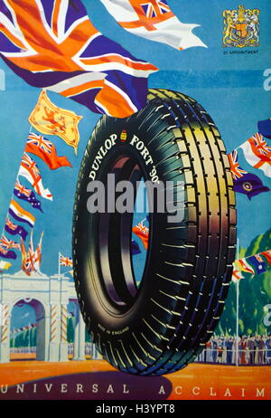 Pneumatici Dunlop advert ; Silver Jubilee del re George V London, 1936 Foto Stock