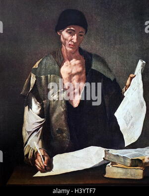 Pittura intitolato "Archimede" da Jusepe de Ribera (1591-1652) uno spagnolo Tenebrist pittore e incisore. Risalenti al XVII secolo Foto Stock