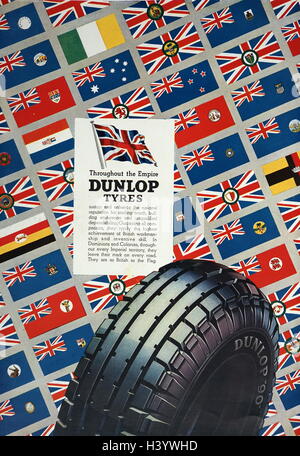 Annuncio per pneumatici Dunlop. In data xx secolo Foto Stock