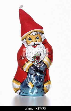 Il cioccolato Nicholas, cap, solo editorialmente! Nicholas, yule tide, periodo natalizio, cioccolato, dolci, dolcemente, dolcezza, cioccolato Nicholas, amichevole, infantile, infanzia, cappello di Natale, still life, la fotografia del prodotto, studio Foto Stock