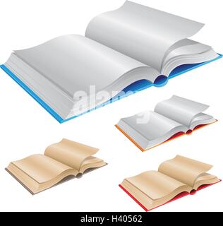 Illustrazione Vettoriale di nuovi e vecchi libri aperti isolato su uno sfondo bianco Illustrazione Vettoriale