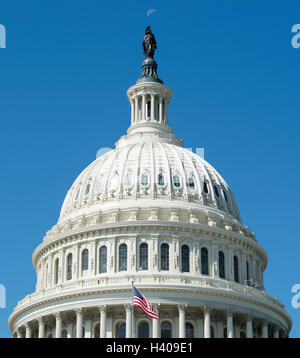 Gli Stati Uniti Campidoglio cupola sormontata dalla statua della libertà come si vede in seguito la cupola del Campidoglio Progetto di restauro. Foto Stock