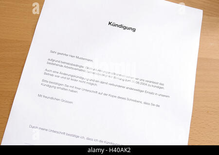 lettera di dimissioni Foto stock - Alamy