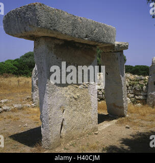 Spagna, Menorca, Mao, Talati de Dalt, "taula", formazioni di pietra, le isole Baleari, isola, mare Mediterraneo, liquidazione, antichi, ripristini prehistorically, pietra prop, keystone, luogo di interesse Foto Stock