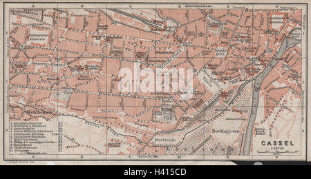 KASSEL CASSEL antique town city stadtplan. Hesse. Germania karte 1910 mappa vecchia Foto Stock