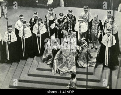 Incoronazione della regina Elisabetta II a Westminster Abbey 2 Giugno 1953 Foto Stock