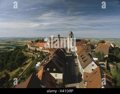 Germania, Baden-Württemberg, livello Hohenloher, Waldenburg, vista città, chiesa, Europa, Hohenlohekreis, città, antenna resort per la salute, 'Balkon Hohenlohes', parte Città, Città Vecchia, Michael's church steeple, scenario, Vista, Vista Foto Stock