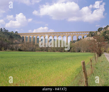 Francia, Provenza, Aqueduc de, Roquefavor, Europa République Française, dipartimento Bouches-du-Rhône, luogo di interesse, acquedotto, struttura, architettura, struttura in pietra opus, architettura, storicamente, approvvigionamento di acqua Foto Stock