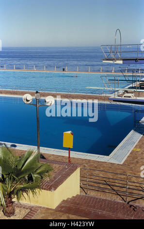 Sud Africa, Capetown, parte città 'Sea-point", piscina esterna, vista mare, west cape, Kaapstad, capitale, piscina, piscina con impianto, pubblicamente, esterno Foto Stock