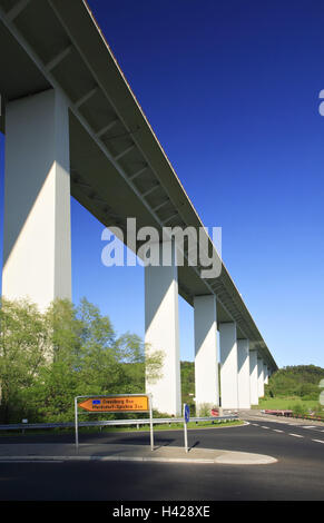 Werra bridge, Herleshausen, Autobahn A4, Turingia, Germania, Foto Stock