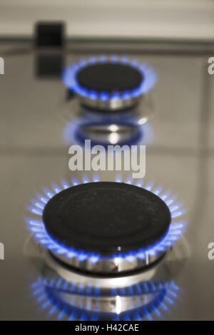 Fiamma a gas, focus culinario, gas, dettaglio Foto Stock