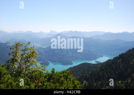 In Germania, in Baviera, Duke's stato, Walchensee, panoramica, estate, panorama alpino, Foto Stock