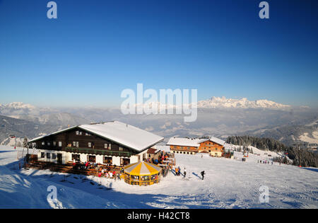 L'Austria, paese di Salisburgo, Flachau, pista di sci, rifugio sciistico, Foto Stock