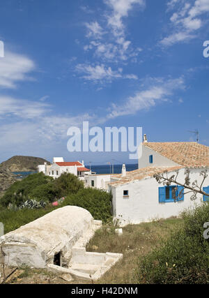 In Spagna, le isole Baleari, isola di Minorca, Cala Mesquida, case, dettaglio Foto Stock