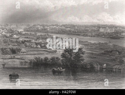 "Kangaroo Point, Brisbane, dalla terrazza di Bowen'. BOOTH. Queensland c1874 stampa Foto Stock