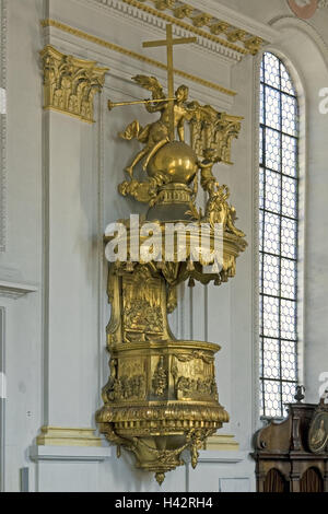 Germania, Baden-Württemberg, prato pasta, chiesa collegiata di San Cyriakus, pulpito di prua, Golden, Filstal, chiesa, classicismo, classicismo, chiesa, costruzione sacra, la fede, la religione, il cristianesimo, interno, all'interno, dora nostra, Foto Stock