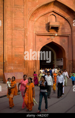 India Rajasthan, Delhi, fort rosso "Lal Qila', pedonale Foto Stock