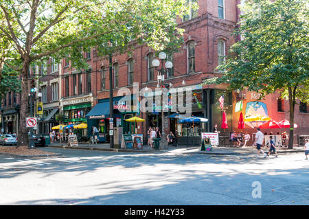 1° Avenue South nella vecchia area di Pioneer Square della Seattle. Foto Stock