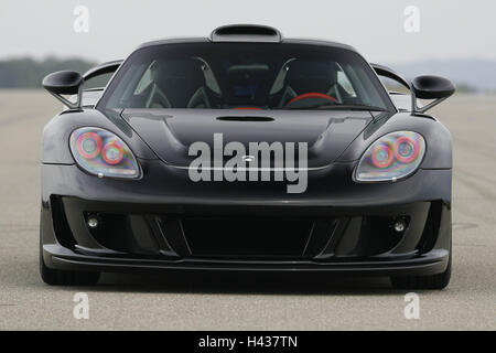 Porsche Gemballa Mirage GT, nero, vista frontale, auto, fuori, Gemballa, Gemballa umore, umore, di lusso auto di lusso, Porsche-Mirage-GT, Porsche, anteriore, auto sportiva, nobilmente, esclusivamente, Foto Stock