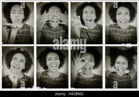 Serie di fotografie di donna nera da Photo Booth Foto Stock