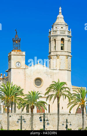 Chiesa di Sant Bartomeu mi santa Tecla, Sitges, Catalogna, Spagna Foto Stock