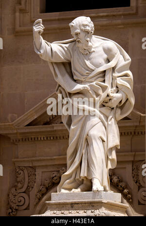 Statua di San Paolo Apostolo in Santa Maria delle Colonne, Provincia di Siracusa, Sicilia, Italia Foto Stock