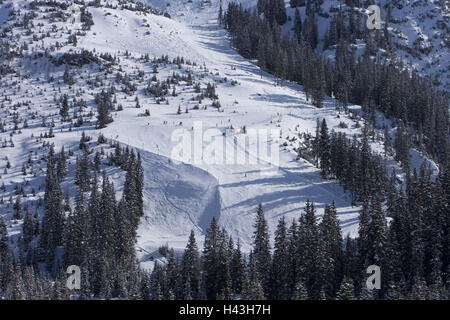 Austria Vorarlberg, mountain Arl, Lech treno, inverno, Madloch, pista di sci, Foto Stock