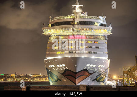 Isole Baleari Spagna, isola di Maiorca, Palma, porto, la nave di crociera, Aida, sera, alcuna proprietà di rilascio, Foto Stock