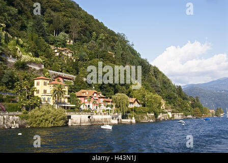 L'Italia, Lago Maggiore, Lago, Cannero Riviera, vista locale, ville, Foto Stock