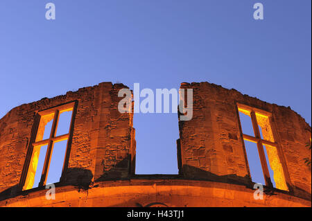 Germania, Baden-Württemberg, Heidelberg, castello, facciata, dettaglio, crepuscolo, illuminazione, Foto Stock