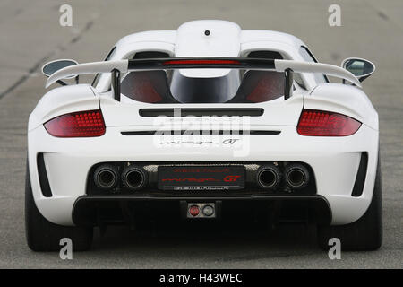 Porsche Gemballa Mirage GT, bianco, vista posteriore, auto, fuori, Gemballa, Gemballa umore, umore, di lusso auto di lusso, Porsche-Mirage-GT, Porsche, posteriore auto sportiva, nobilmente, esclusivamente, Foto Stock