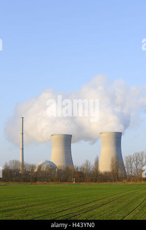 Le torri di raffreddamento, la centrale nucleare di Grafenrheinfeld (città), bassa Franconia, Baviera, Germania, Foto Stock