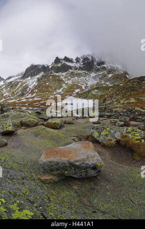 Zipser lago, panorama di montagna, parco nazionale il Alti Tatra, Presovsky kraj, Slovacchia, Foto Stock