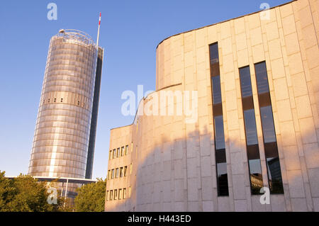 RWE tower, Essener opera, opera dello spazio, cibo, Renania settentrionale-Vestfalia, Germania, Foto Stock