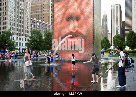 Fontana di corona in Chicago, Illinois Foto Stock
