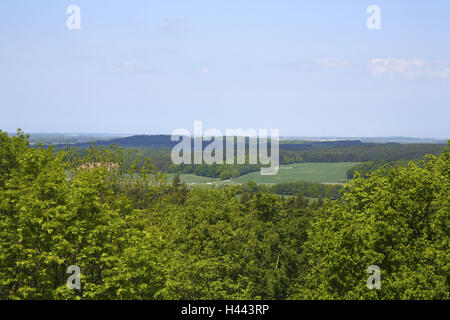 Germania, Meclemburgo-Pomerania occidentale, isola di Rügen, montagne, vista dal Ernst-Moritz-Arndt-Turm, panorama, Foto Stock
