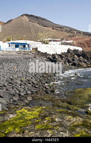 Spagna isole canarie Lanzarote, cucchiai Golfo, case di montagna, Foto Stock