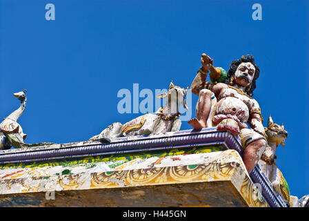 India, piccolo tempio, dettaglio, tetto, figure, Foto Stock