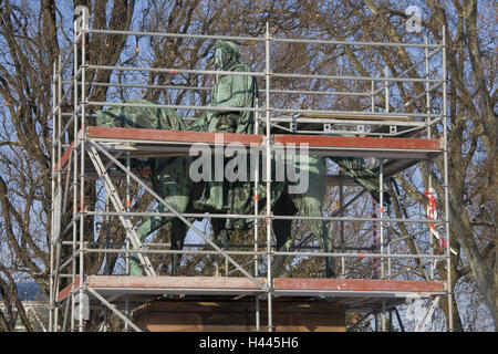 Statua equestre di re Guglielmo I, impalcatura, Foto Stock