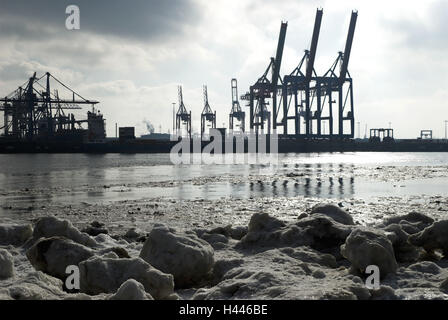 Gru nel porto di Amburgo, Foto Stock