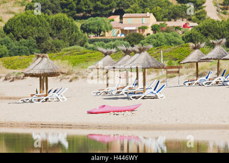 Francia, Corsica, spiaggia, Capu Rossu, parassiti d'Arone, schermi, Foto Stock