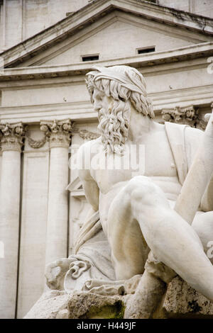 Italia, Roma, Piazza Navona, la Fontana dei Quattro Fiumi, Foto Stock