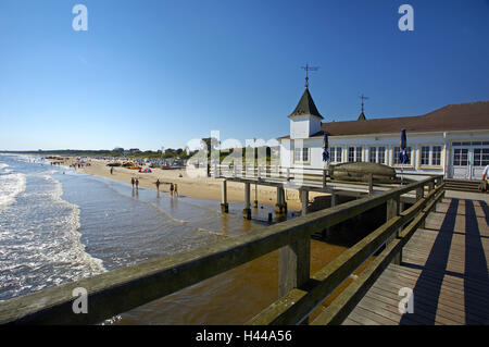 In Germania, il Mar Baltico, isola di Usedom, Ahlbeck, Pier, Spiaggia, Foto Stock