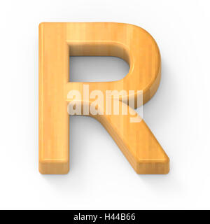 Color legno lettera R, 3D rendering grafico isolato sfondo bianco Foto Stock